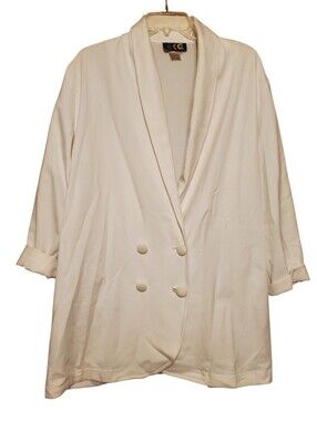 Vintage Women's White Double-Breasted Collar Blazer